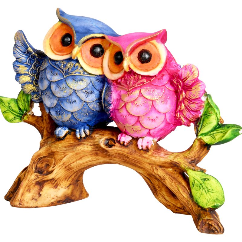 Cute Owl Couple Bird Statue 1