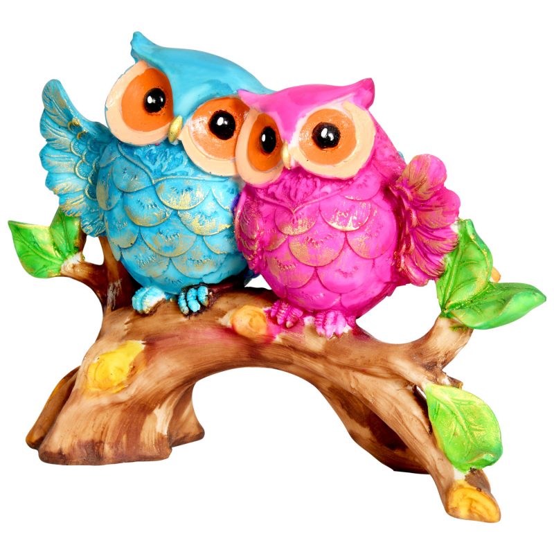 Romantic Owl Couple Bird Statue 1