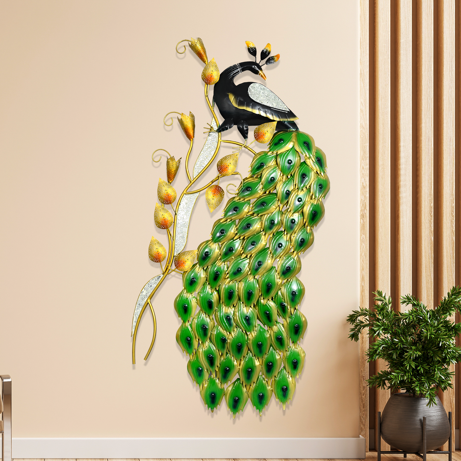 4ft Metal Peacock Wall Art With LED