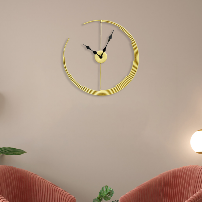 Golden Half Cut Pipe Wall Clock