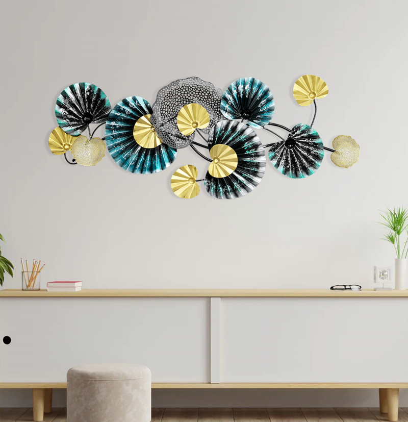 Grey And Blue Floral Abstract Metal Wall Art