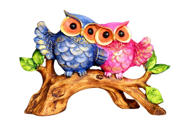 Cute Owl Couple Bird Statue