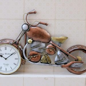 Brown Metal Bike Wall Clock