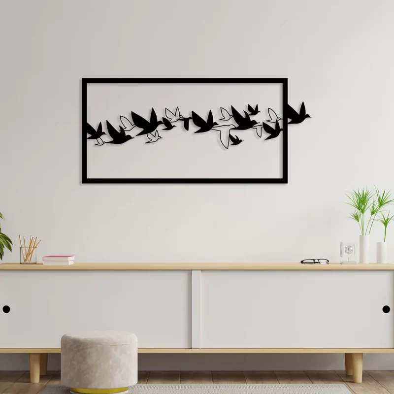 Flying Bird In Group Metal Wall Art