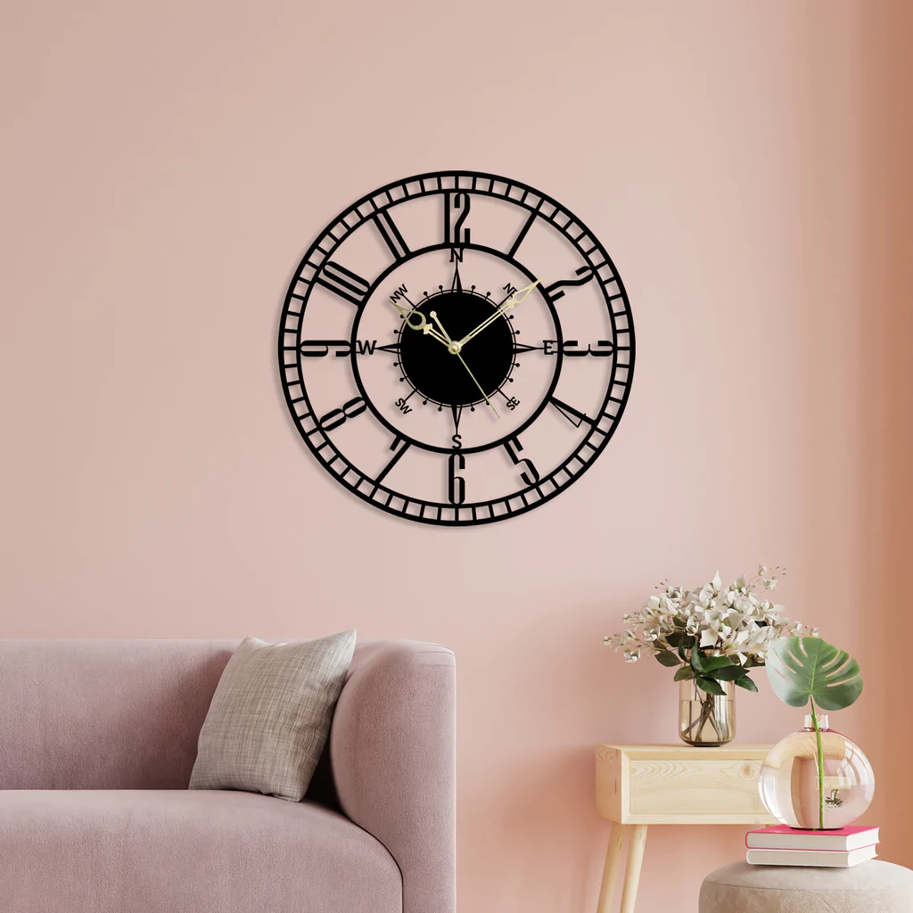 Direction Roman Design Metal Wall Clock