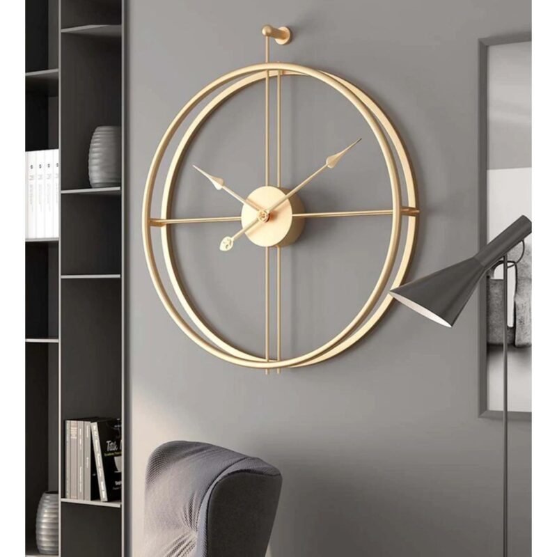 Gold Round Metal Wall Clock