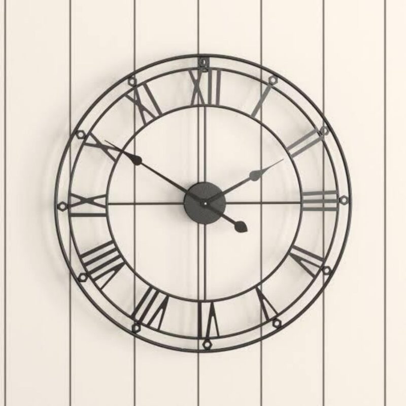 Metal Wall Clock with Roman Numerals