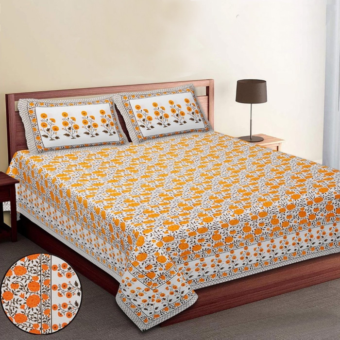 RJ-14-King Size (90*108 Inches ) Bedsheet Adda Pure Cotton Double bedsheet