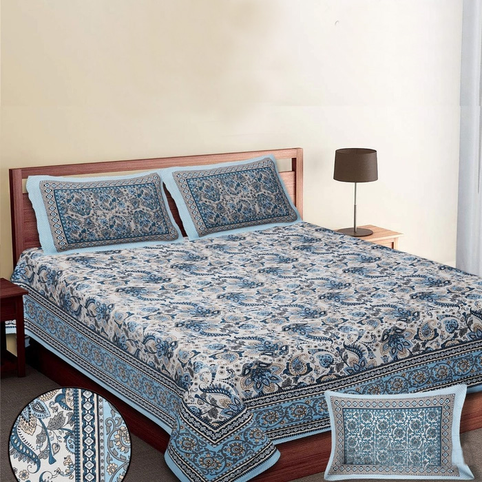 RJ-14-King Size (90*108 Inches ) Bedsheet Adda Pure Cotton Double bedsheet
